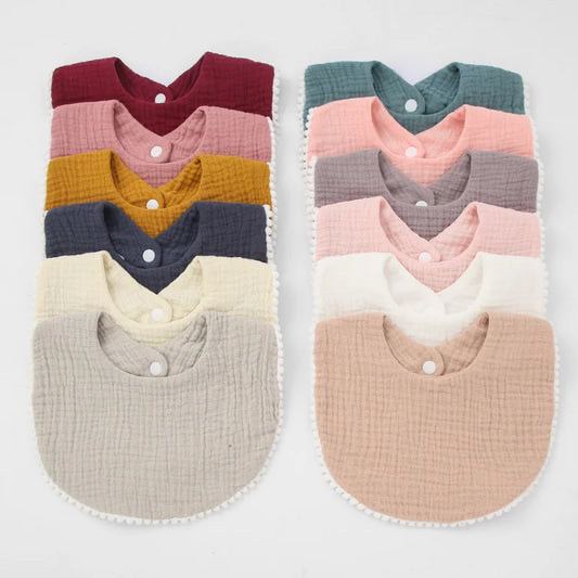 Cotton Gauze Ruffle Baby Bibs