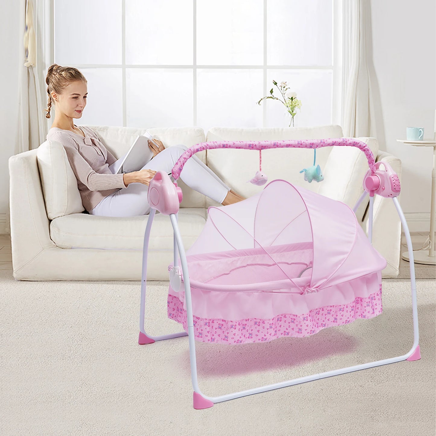 5-Gear Auto-Swinging Crib with Music & Bluetooth