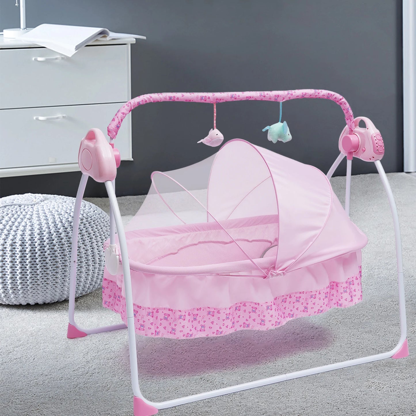5-Gear Auto-Swinging Crib with Music & Bluetooth