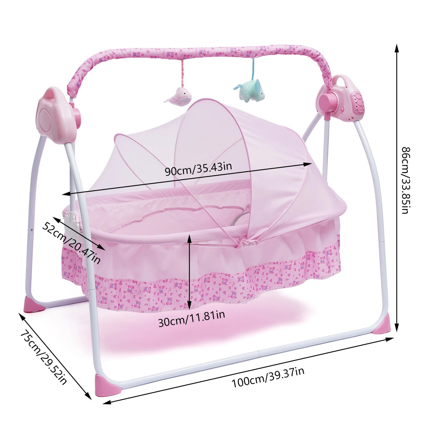 5-Gear Auto-Swinging Crib with Music & Bluetooth