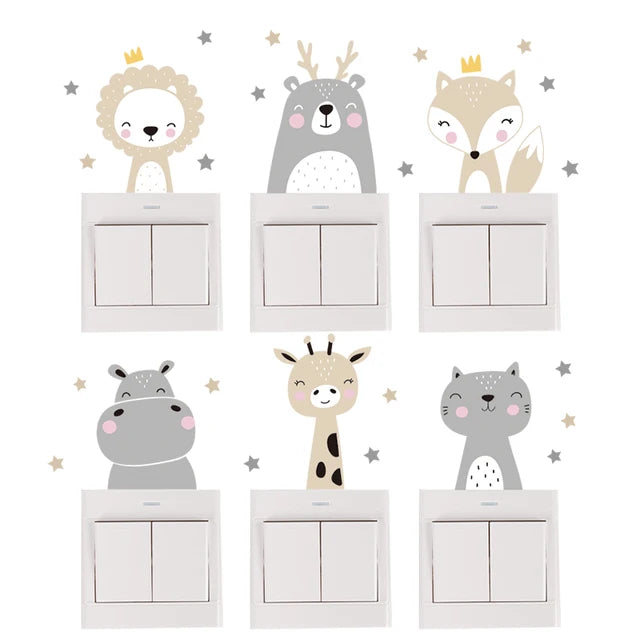 6pcs/set Boho Animals Switch Stickers