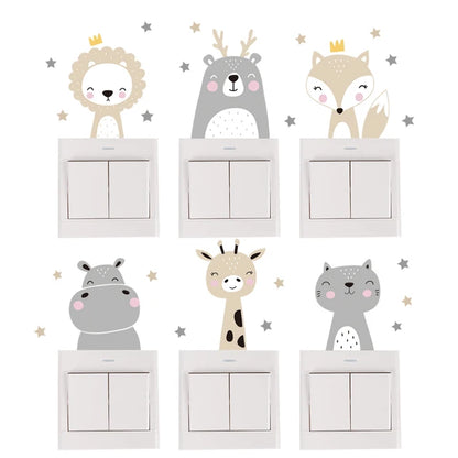 6pcs/set Boho Animals Switch Stickers