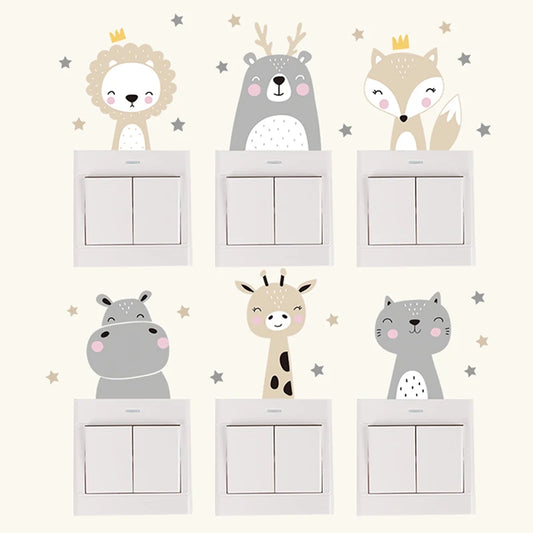 6pcs/set Boho Animals Switch Stickers