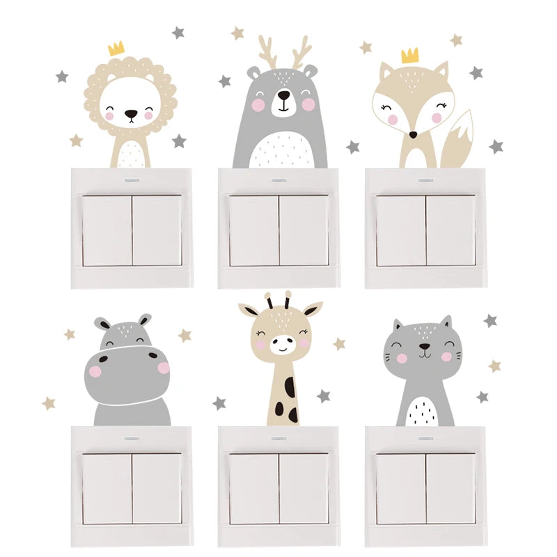 6pcs/set Boho Animals Switch Stickers
