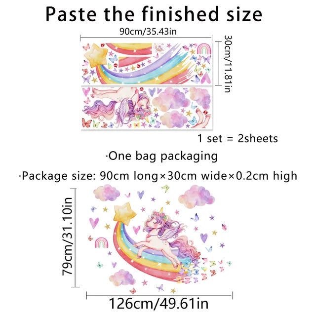 Rainbow Unicorn Wall Decals
