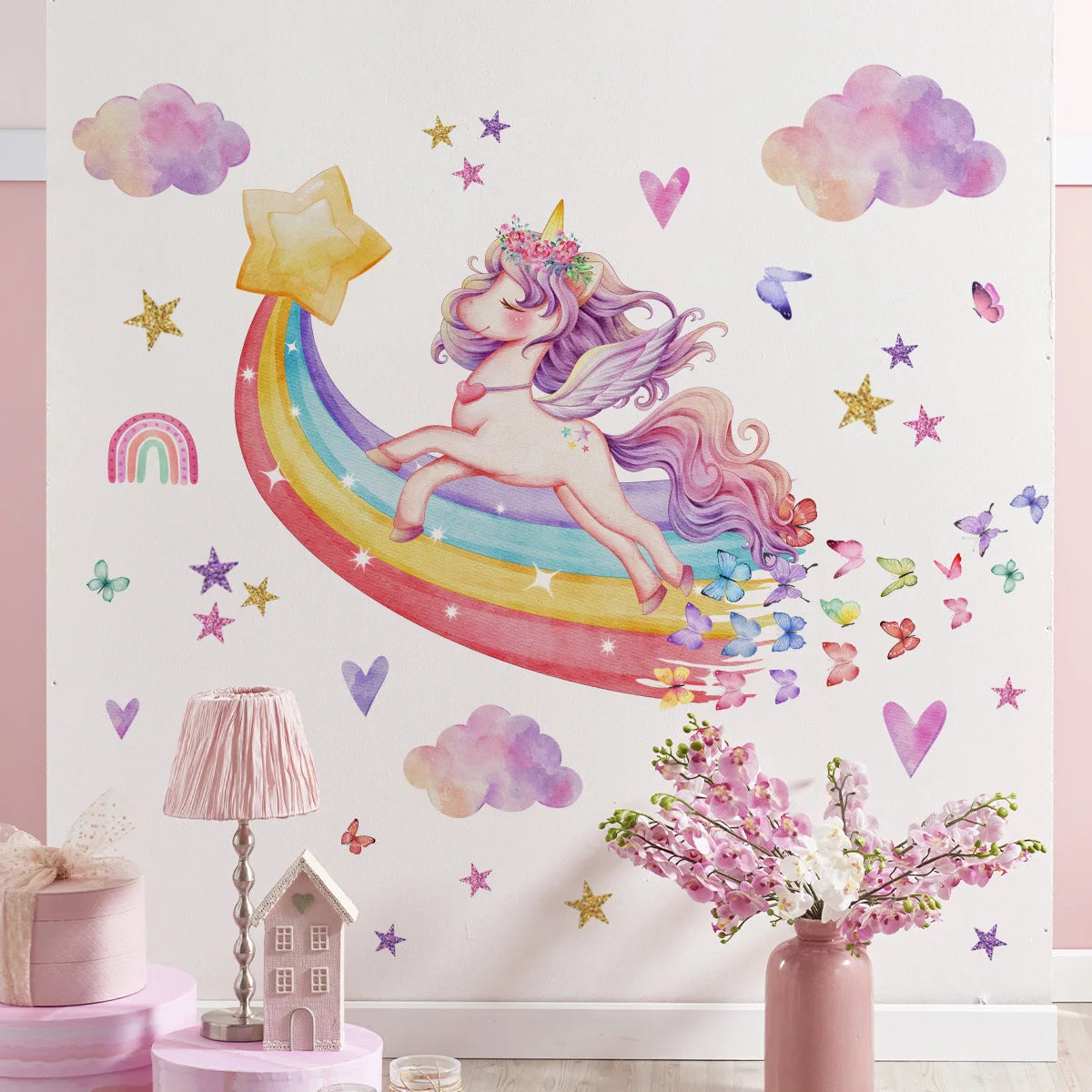 Rainbow Unicorn Wall Decals