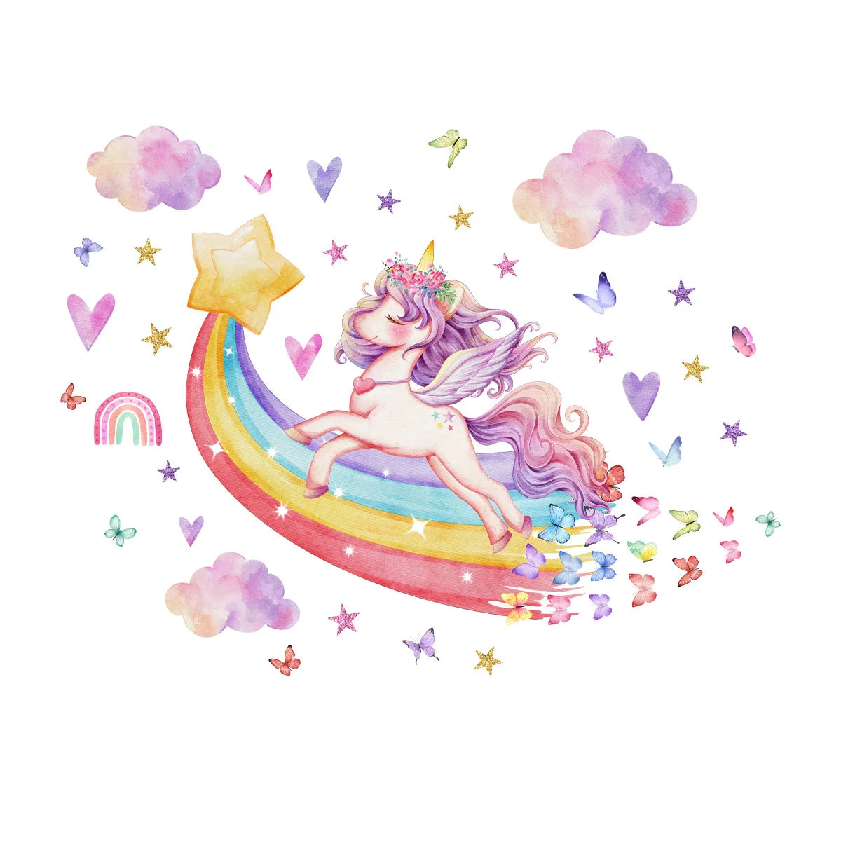 Rainbow Unicorn Wall Decals