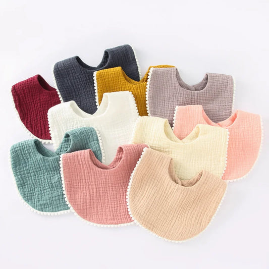 Cotton Gauze Ruffle Baby Bibs