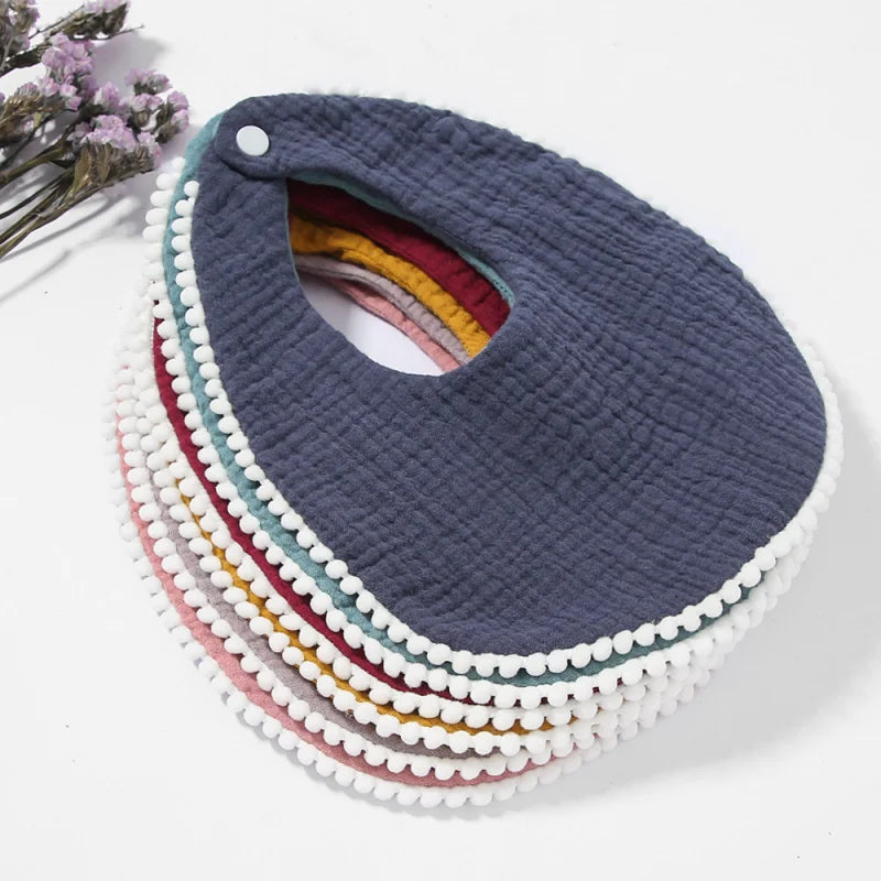 Cotton Gauze Ruffle Baby Bibs