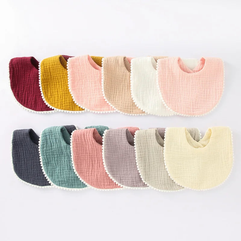 Cotton Gauze Ruffle Baby Bibs