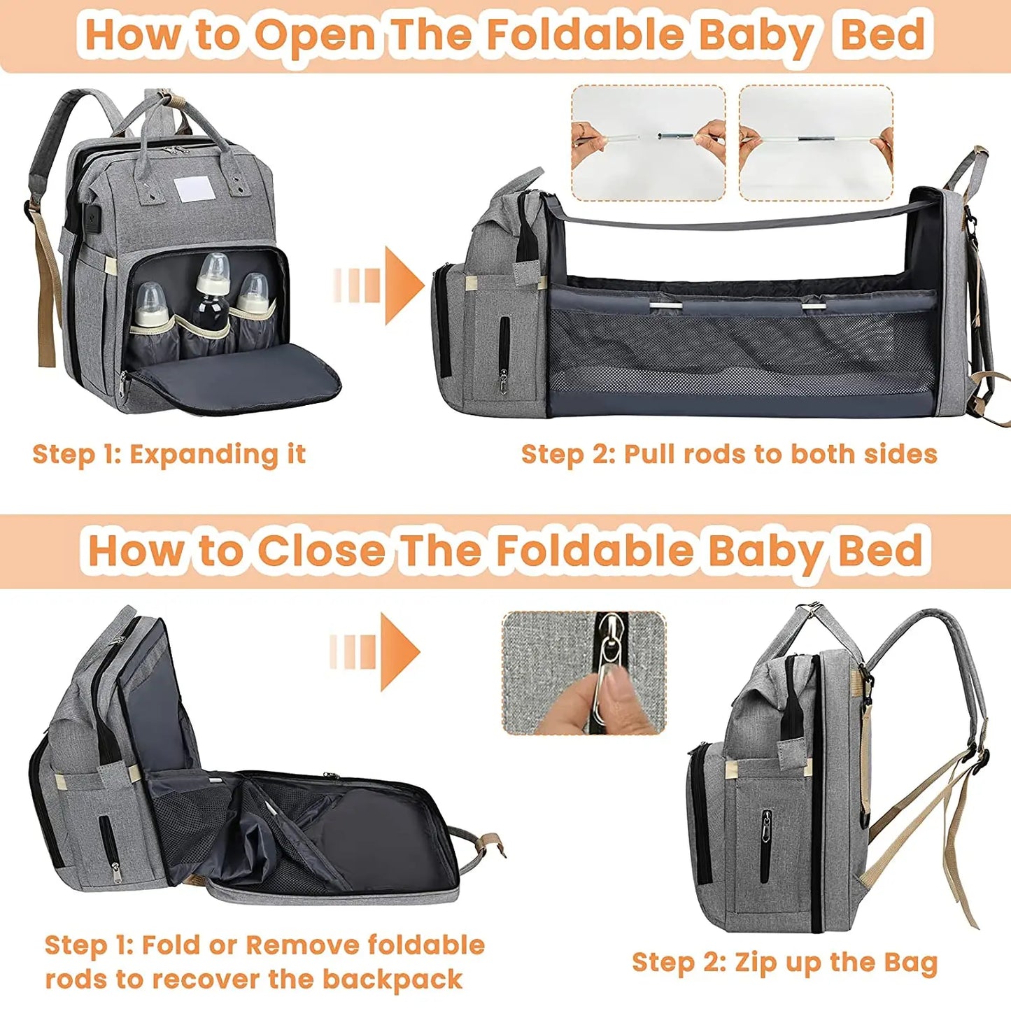 Foldable Mommy Bag & Baby Bed